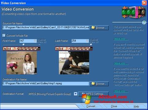 Ekrānuzņēmums Active WebCam Windows 10