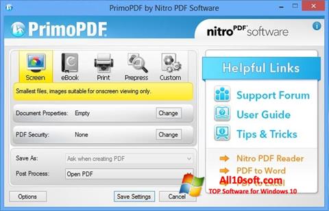 Ekrānuzņēmums PrimoPDF Windows 10