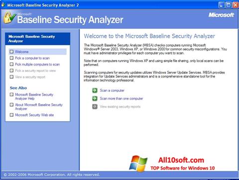 Ekrānuzņēmums Microsoft Baseline Security Analyzer Windows 10