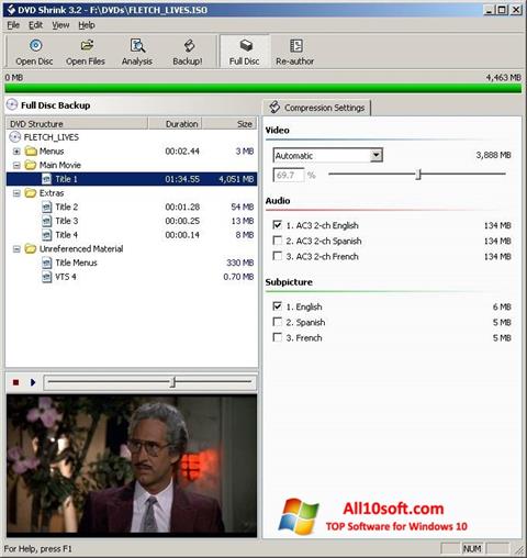 Ekrānuzņēmums DVD Shrink Windows 10