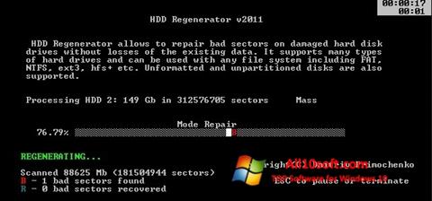 Ekrānuzņēmums HDD Regenerator Windows 10