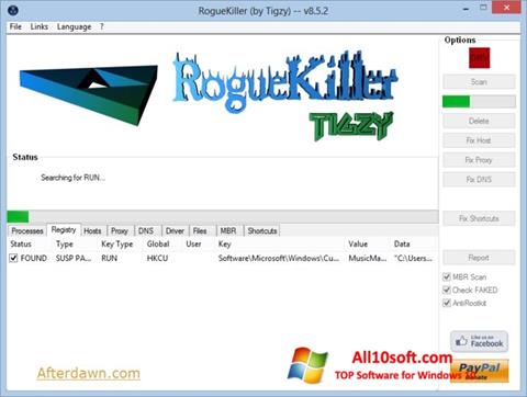 Ekrānuzņēmums RogueKiller Windows 10