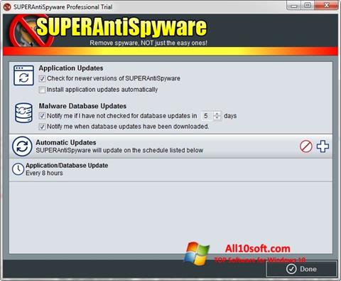 Ekrānuzņēmums SUPERAntiSpyware Windows 10