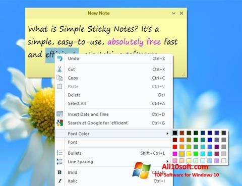 Ekrānuzņēmums Simple Sticky Notes Windows 10