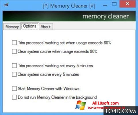Ekrānuzņēmums Memory Cleaner Windows 10