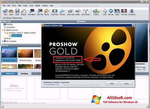 Ekrānuzņēmums ProShow Gold Windows 10