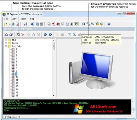 Ekrānuzņēmums PE Explorer Windows 10