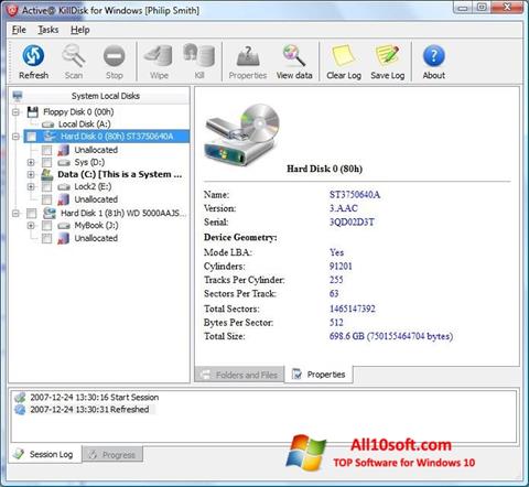Ekrānuzņēmums Active KillDisk Windows 10