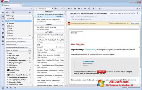 Ekrānuzņēmums Opera Mail Windows 10
