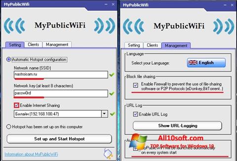 Ekrānuzņēmums MyPublicWiFi Windows 10