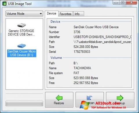 Ekrānuzņēmums USB Image Tool Windows 10
