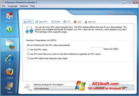 Ekrānuzņēmums Ashampoo Internet Accelerator Windows 10