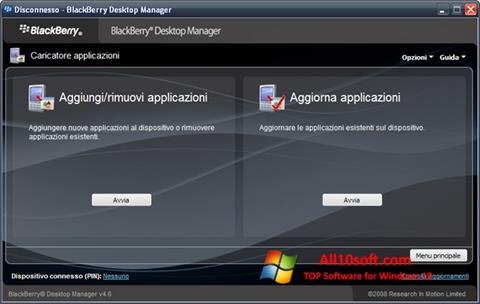 Ekrānuzņēmums BlackBerry Desktop Manager Windows 10