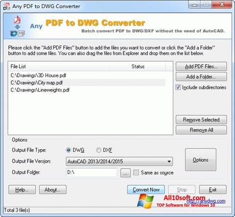 Ekrānuzņēmums PDF to DWG Converter Windows 10