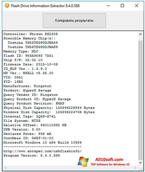 Ekrānuzņēmums Flash Drive Information Extractor Windows 10