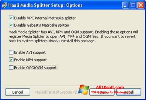 Ekrānuzņēmums Haali Media Splitter Windows 10