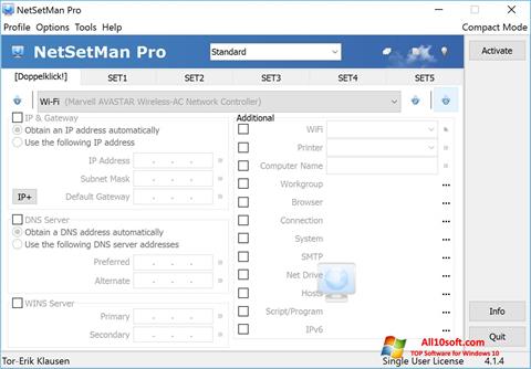 Ekrānuzņēmums NetSetMan Windows 10