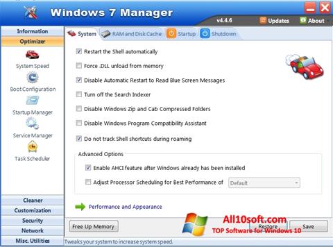 Ekrānuzņēmums Windows 7 Manager Windows 10