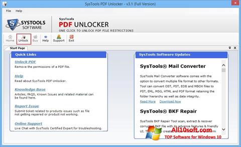 Ekrānuzņēmums PDF Unlocker Windows 10