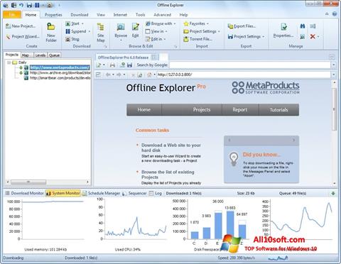 Ekrānuzņēmums Offline Explorer Windows 10