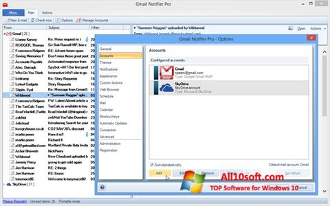 Ekrānuzņēmums Gmail Notifier Windows 10