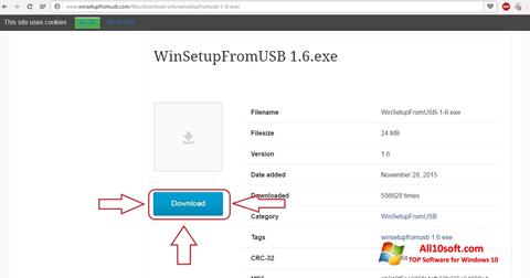 Ekrānuzņēmums WinSetupFromUSB Windows 10