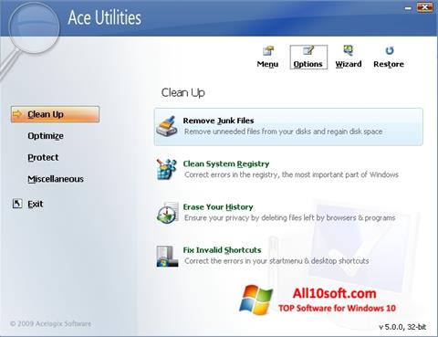 Ekrānuzņēmums Ace Utilities Windows 10