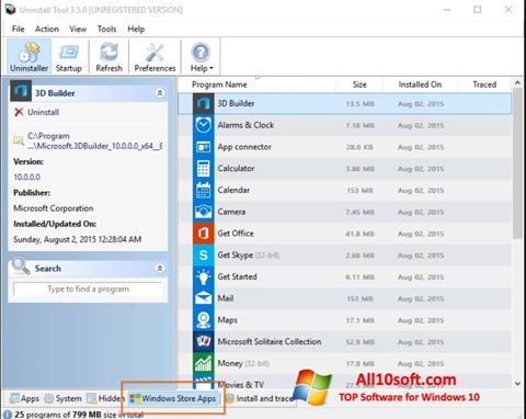 Ekrānuzņēmums Uninstall Tool Windows 10