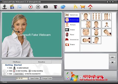 Ekrānuzņēmums Fake Webcam Windows 10