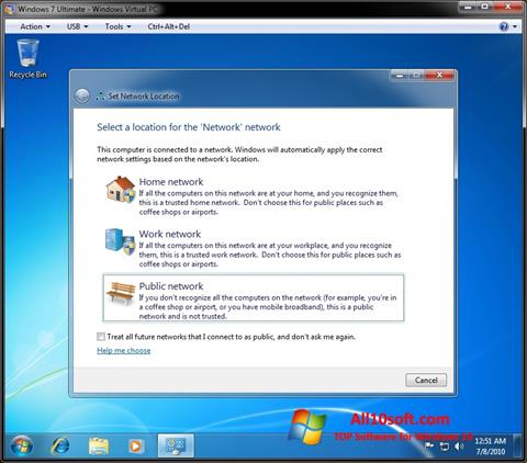 Ekrānuzņēmums Windows Virtual PC Windows 10