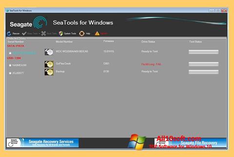 Ekrānuzņēmums Seagate SeaTools Windows 10