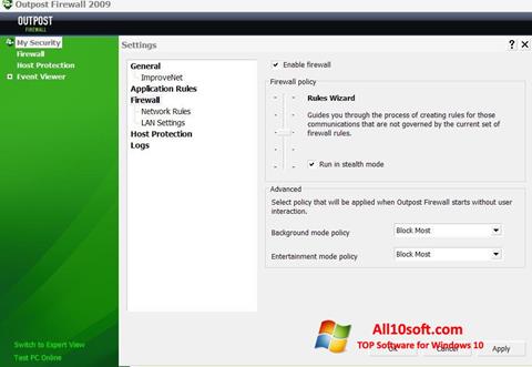 Ekrānuzņēmums Outpost Firewall Free Windows 10