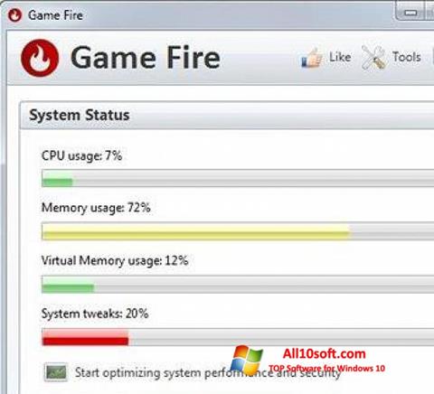 Ekrānuzņēmums Game Fire Windows 10