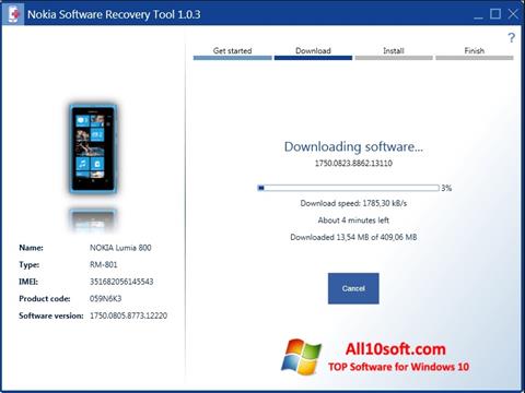 Ekrānuzņēmums Nokia Software Recovery Tool Windows 10