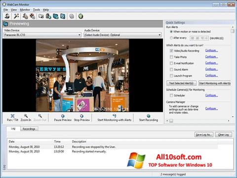 Ekrānuzņēmums WebCam Monitor Windows 10