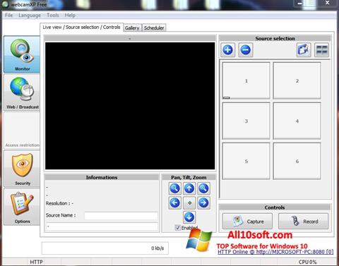 Ekrānuzņēmums webcamXP Windows 10