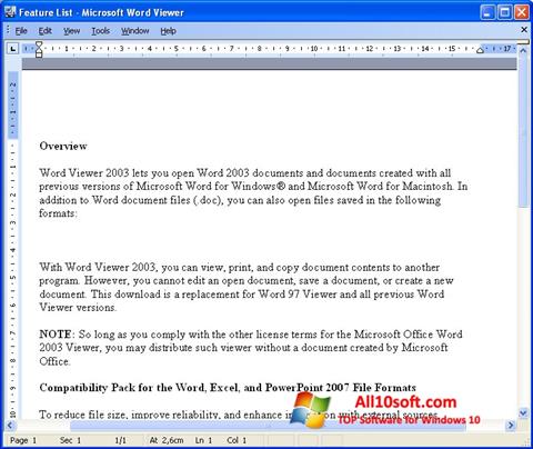 Ekrānuzņēmums Word Viewer Windows 10