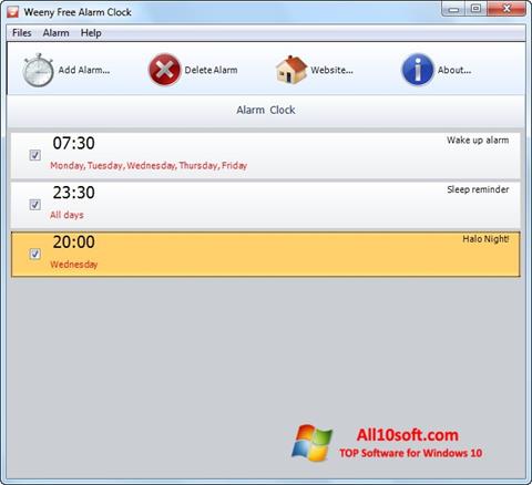 Ekrānuzņēmums Free Alarm Clock Windows 10
