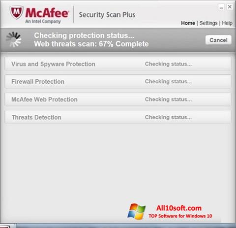 Ekrānuzņēmums McAfee Security Scan Plus Windows 10