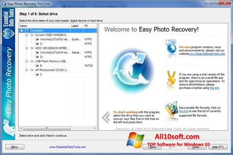 Ekrānuzņēmums Easy Photo Recovery Windows 10
