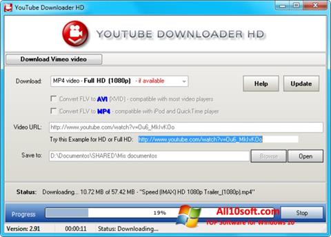 Ekrānuzņēmums Youtube Downloader HD Windows 10