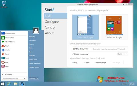 Ekrānuzņēmums Start8 Windows 10