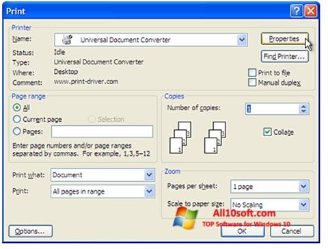 Ekrānuzņēmums Universal Document Converter Windows 10