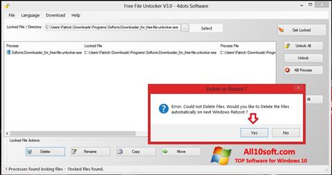 Ekrānuzņēmums Free File Unlocker Windows 10