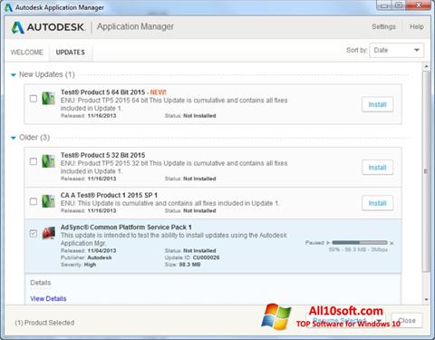 Ekrānuzņēmums Autodesk Application Manager Windows 10