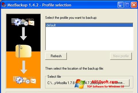 Ekrānuzņēmums MozBackup Windows 10