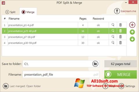 Ekrānuzņēmums PDF Split and Merge Windows 10