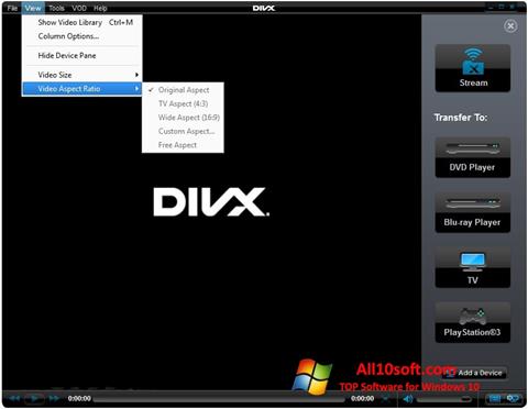 Ekrānuzņēmums DivX Player Windows 10