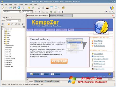 Ekrānuzņēmums KompoZer Windows 10