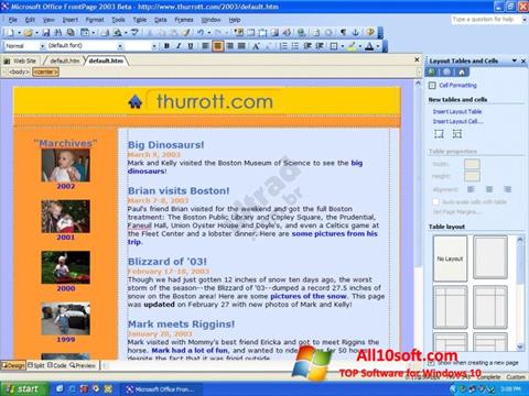 Ekrānuzņēmums Microsoft FrontPage Windows 10